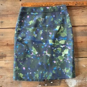 Watercolor Print J. Crew No. 2 Pencil Skirt